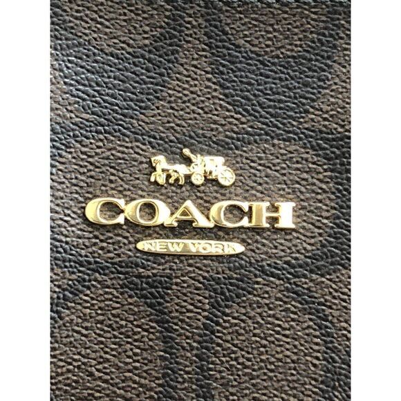 Coach Handbag Tote Bag Brown Zip Top Signature PVC Leather D1822 F29208 - Picture 5 of 7